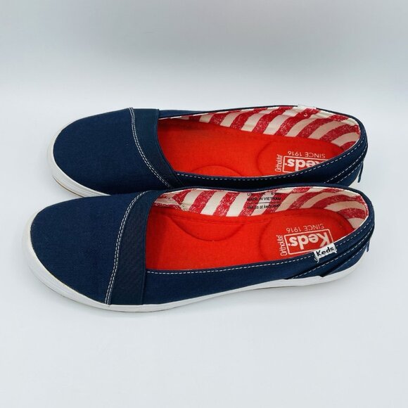 Keds Womens Shoes Size 9.5 Navy Blue Flat Slip On Comfort Walking Ortholite - Picture 6 of 11